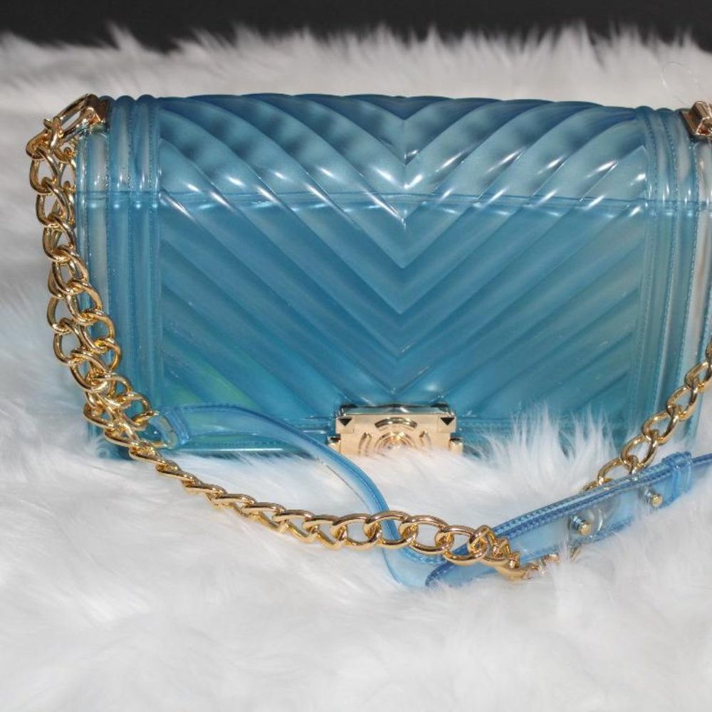 NWT BLUE LARGE JELLY HANDBAG